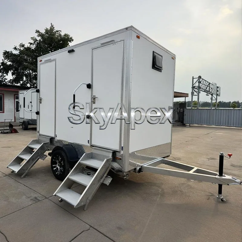 2‑Stall Luxury Mobile Restroom Trailer Portable Toilet Trailer Outdoor Mobile WC For Event Construction Site Camping OEM ODM