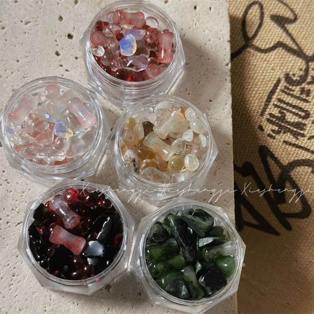 Gravel Irregular Crystal Rhinsetones Nail Charm Mixed-Size Resin Flatback Jewelry Aurora Glass Gems Stone Parts Manicure Decor