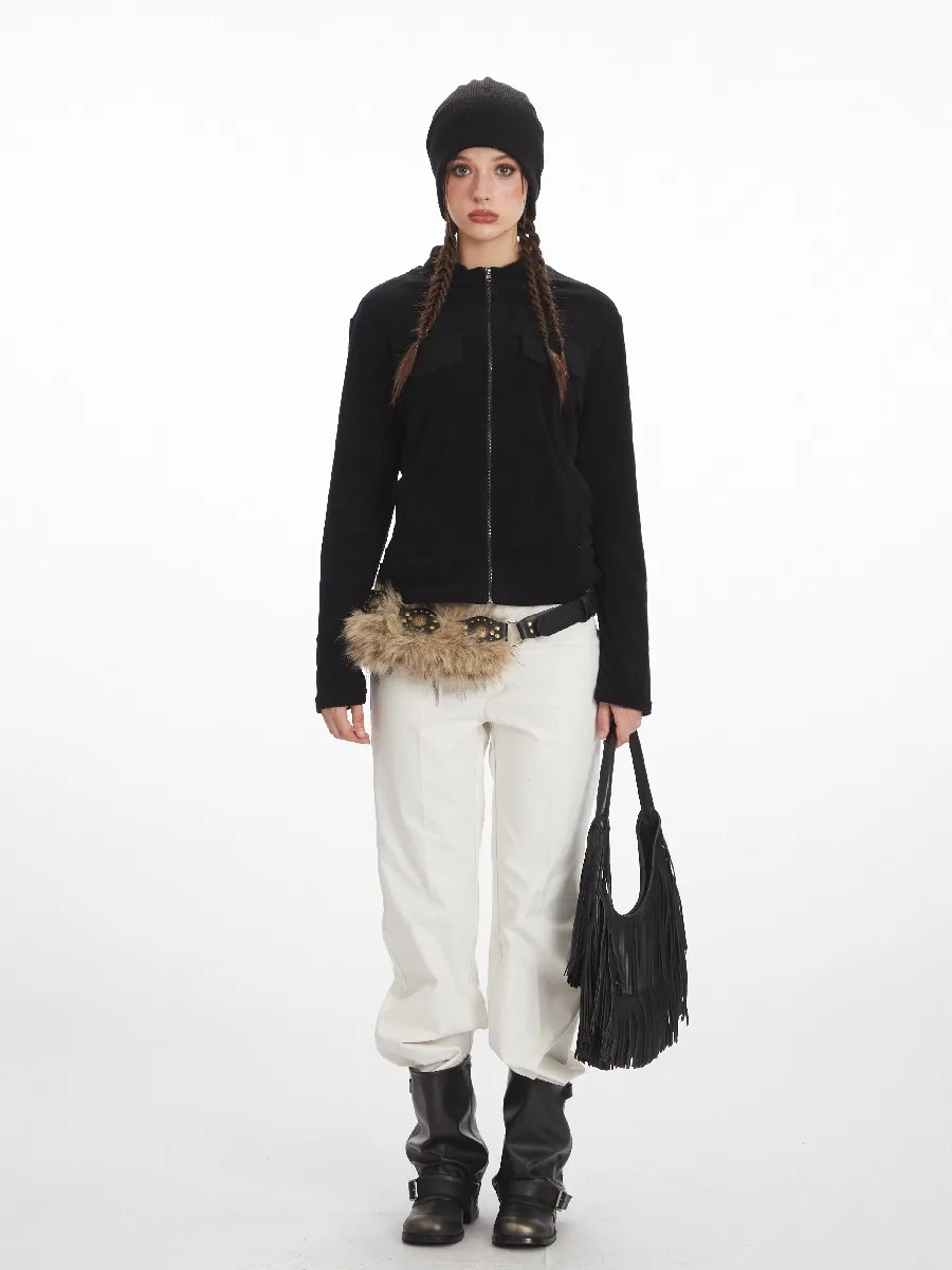 

Turtleneck Slim Fit Solid Elegant Office Cotton Zip Up Jacket Coats for Women Girls Acamedia Outerwear Spring Winter Clothes