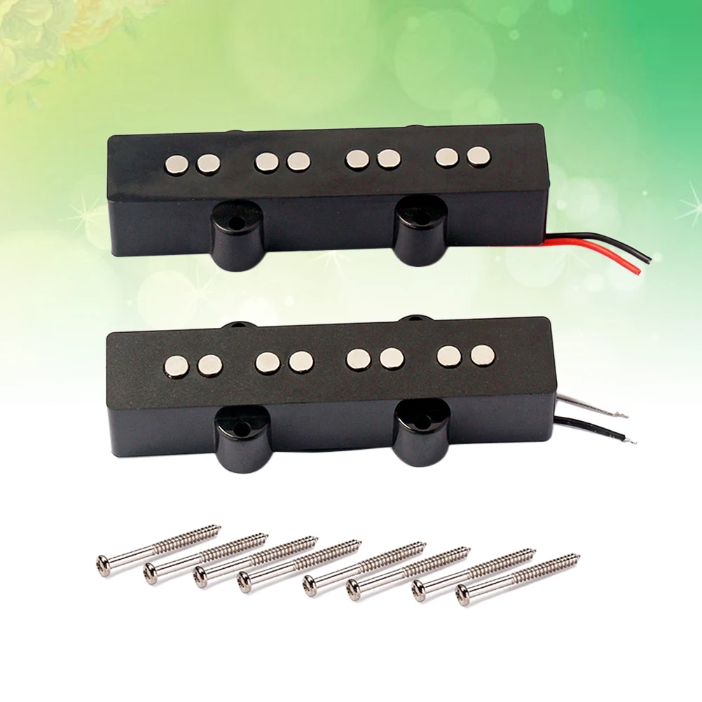 

4 String Electric Bass Pickups Set Bridge Neck Open Style Replacement For Jazz Jb Bass Guitar V Medium Output Wax Potted