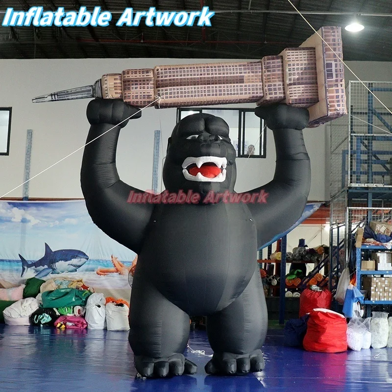 Personalized Large Blow up Gorilla Holding up The Tower for Garden Stage Decoration Toy