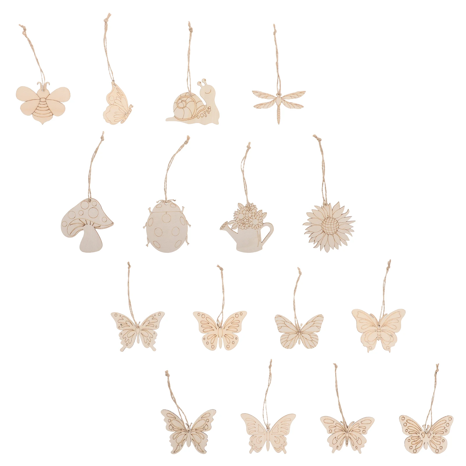 

16 Pcs Wooden Pendant Crafts Paint Slices Tags Kids Kits Unfinished Cutouts Wood Shapes Wood Painting Crafts Blank