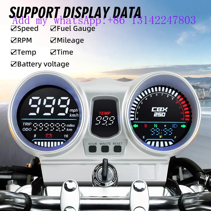 

12V Motorcycle Speedometer Universal LCD Dashboard Tachometer Tacho For CBX250 CBF250 Twister 2001-2008