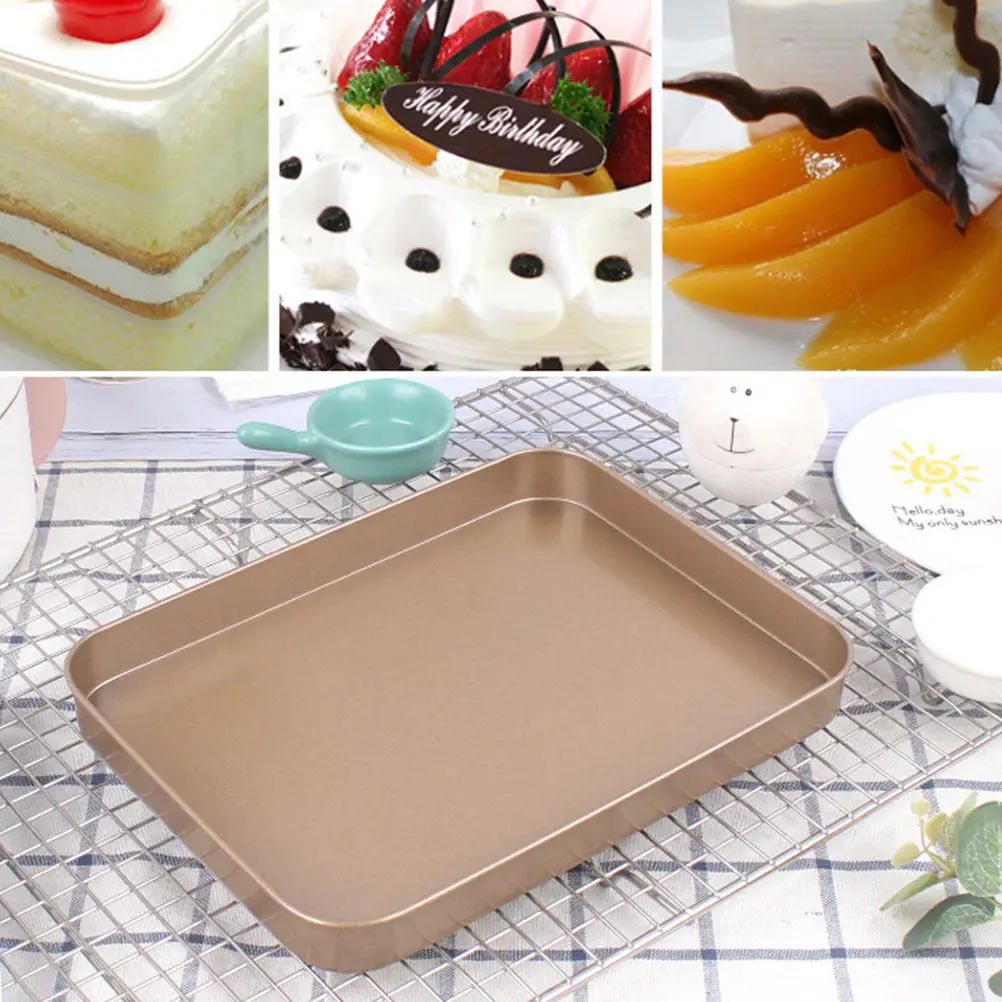 Carbon Steel Rectangular Cake Pan 10 Inches Non-Stick Bakeware Pan Oven Baking Tray for Layer Cakes Home Kitchen