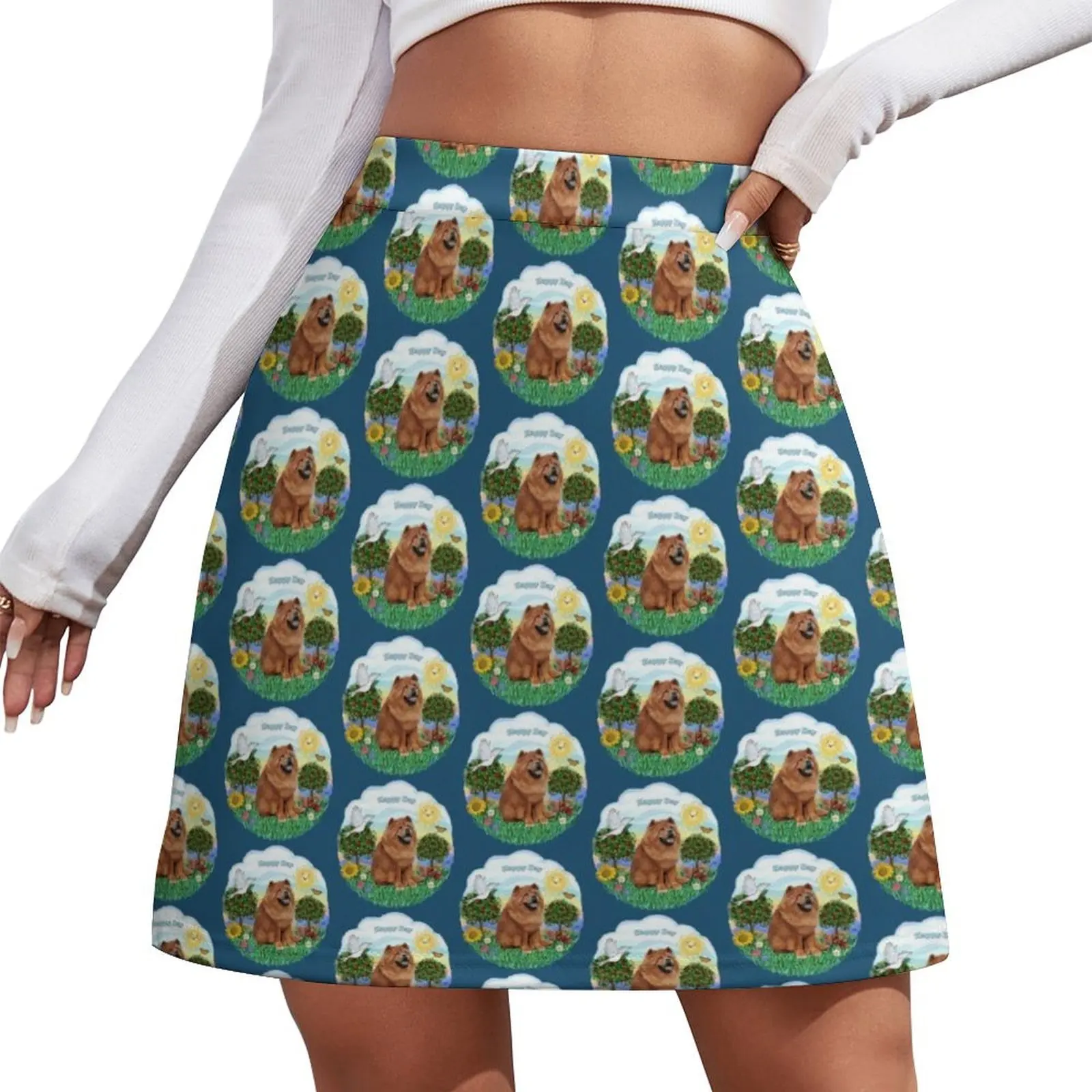 

Happy Day with a Chow Chow (auburn) Mini Skirt summer dress for women 2025 womens clothing mini skirt for women