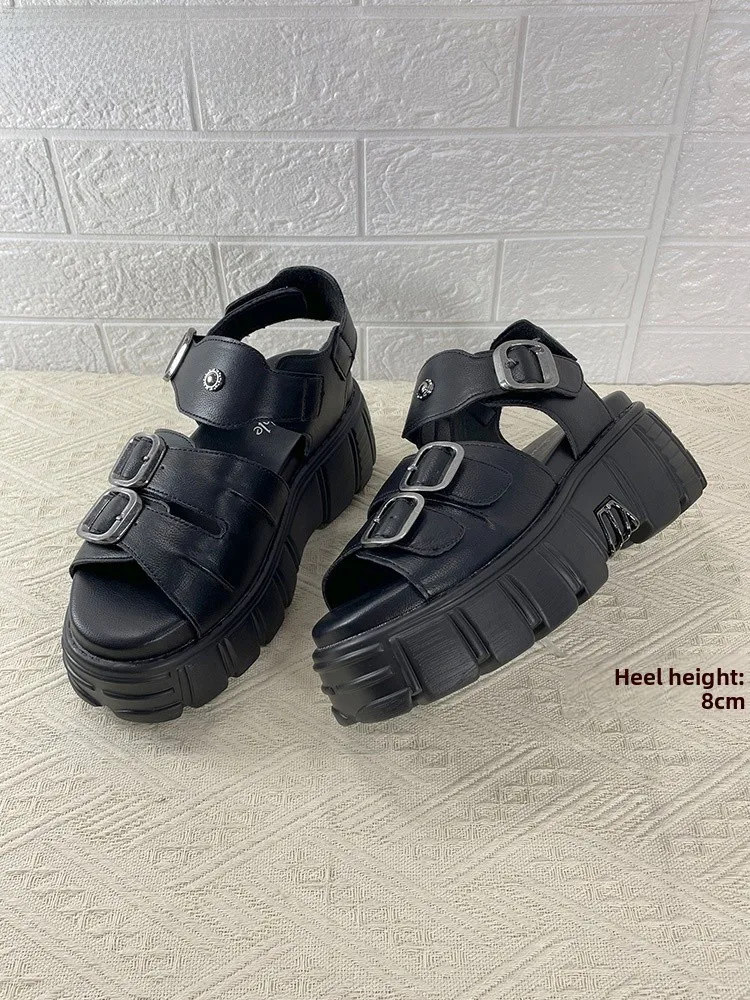 

Punk Sle Thi Bot Roman Sandals Women's Spring 2024 Gothic Punk Heightening Open Toe Boots ex Slip-On oes