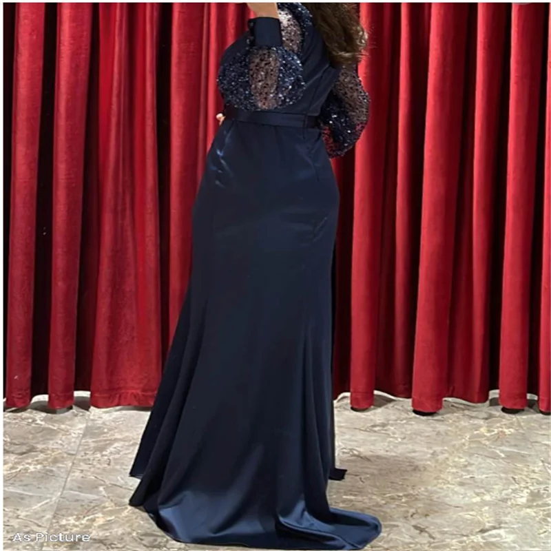 Vestido elegante con cuello en V para fiesta nocturna, vestidos de cumpleaños con lentejuelas, vestido de noche para mujer, vestidos de fiesta de sirena de manga larga personalizados