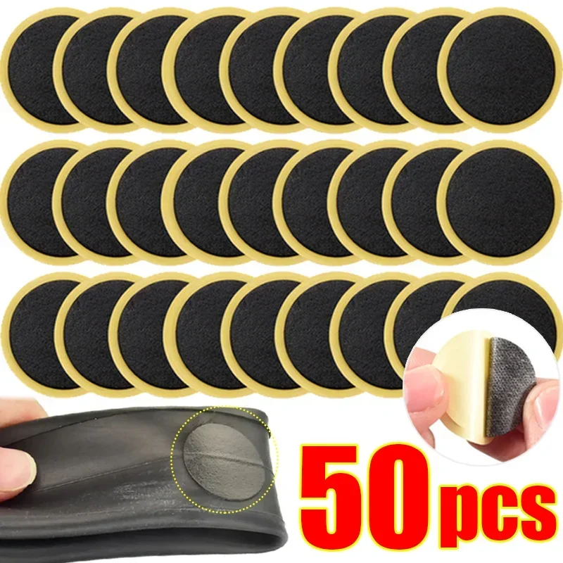 1-50pcs Bicycle Tire repair tool set Glue-free Tire Patches Bike Tire Patch Tool No-glue Adhesive Quick Drying Bike Accessories