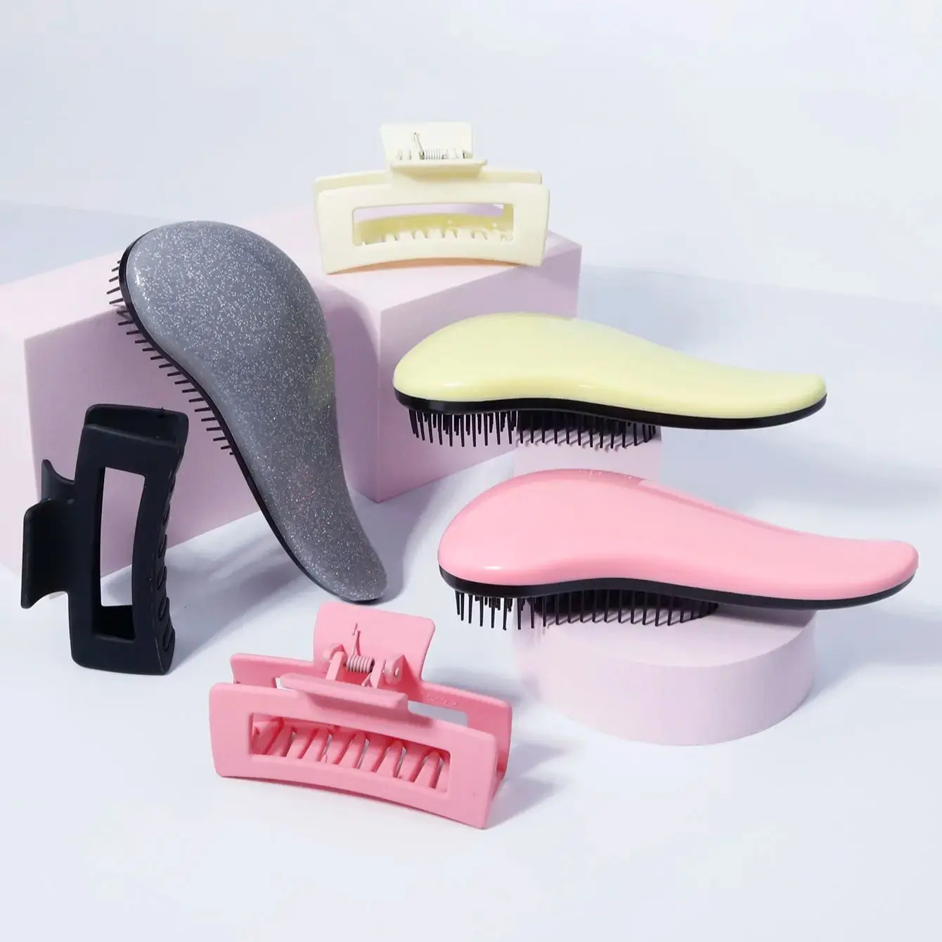 مجموعة مشابك فرشاة شعر مكونة من قطعتين مع فرشاة سهلة الارتداء ومشابك فك قوية، خاصة للشعر المستعار الحقيقي #2