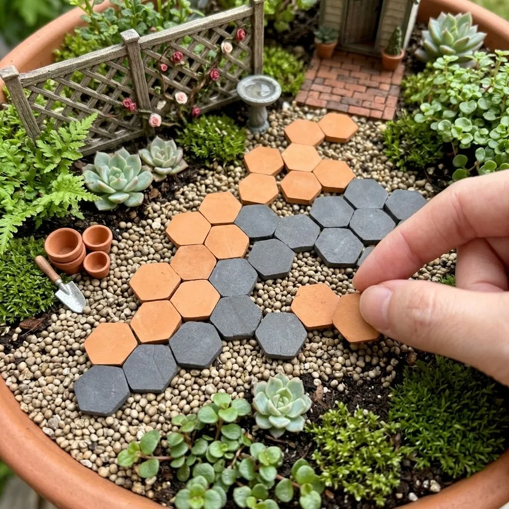 32pcs Hexagonal Garden Stepping Model Stones, Walkway Model Floor Tile for Model Landscape Road Decoration