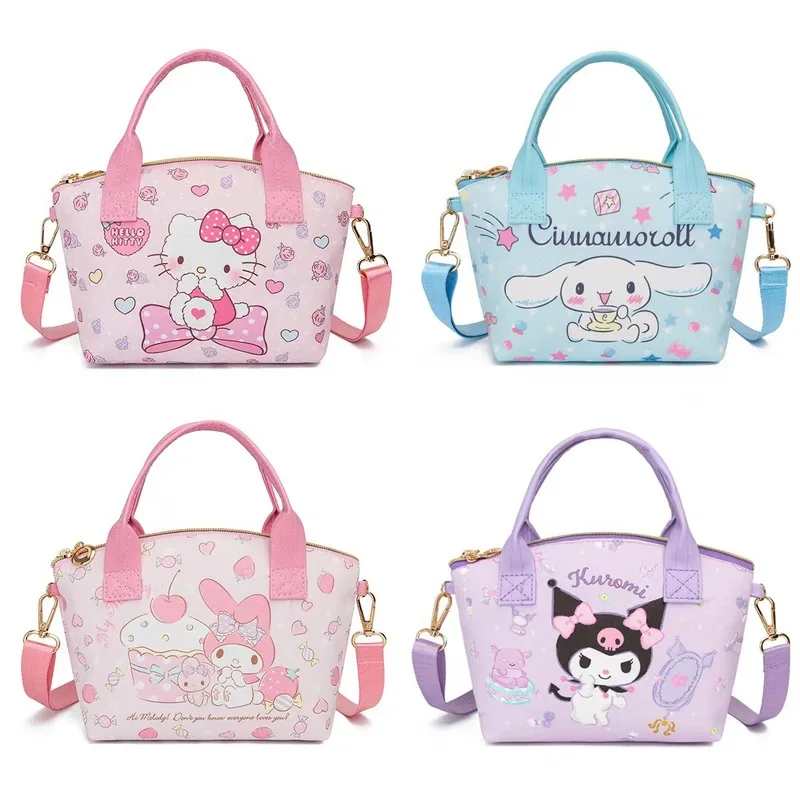 Sanrio Cartoon Cinnamoroll Hello Kitty Tote Handbag Stylish Versatile With Adorable Kuromi Mymelody Prints Makeup Shoulder Bag