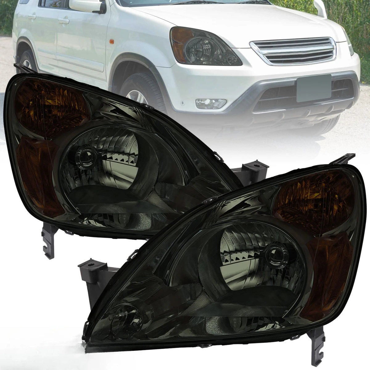 

Smoke Headlights Fits 2002-2004 Honda CR-V Replacement Head Lamps Left + Right