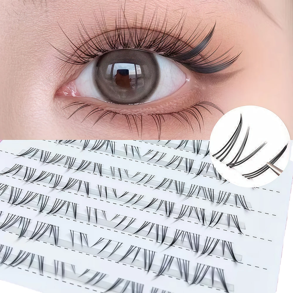 10 Rows Curly North Star Under Lash Spicy Girl Thick Natural Manga Hairy Lazy False Lash Simulated Flu Single Cluster