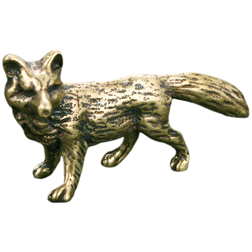 

1pcs Creative Desktop Decor Brass Fox Exquisite Desktop Animal Statue Home Office Decor Vintage Cabinet Tabletop Ornament
