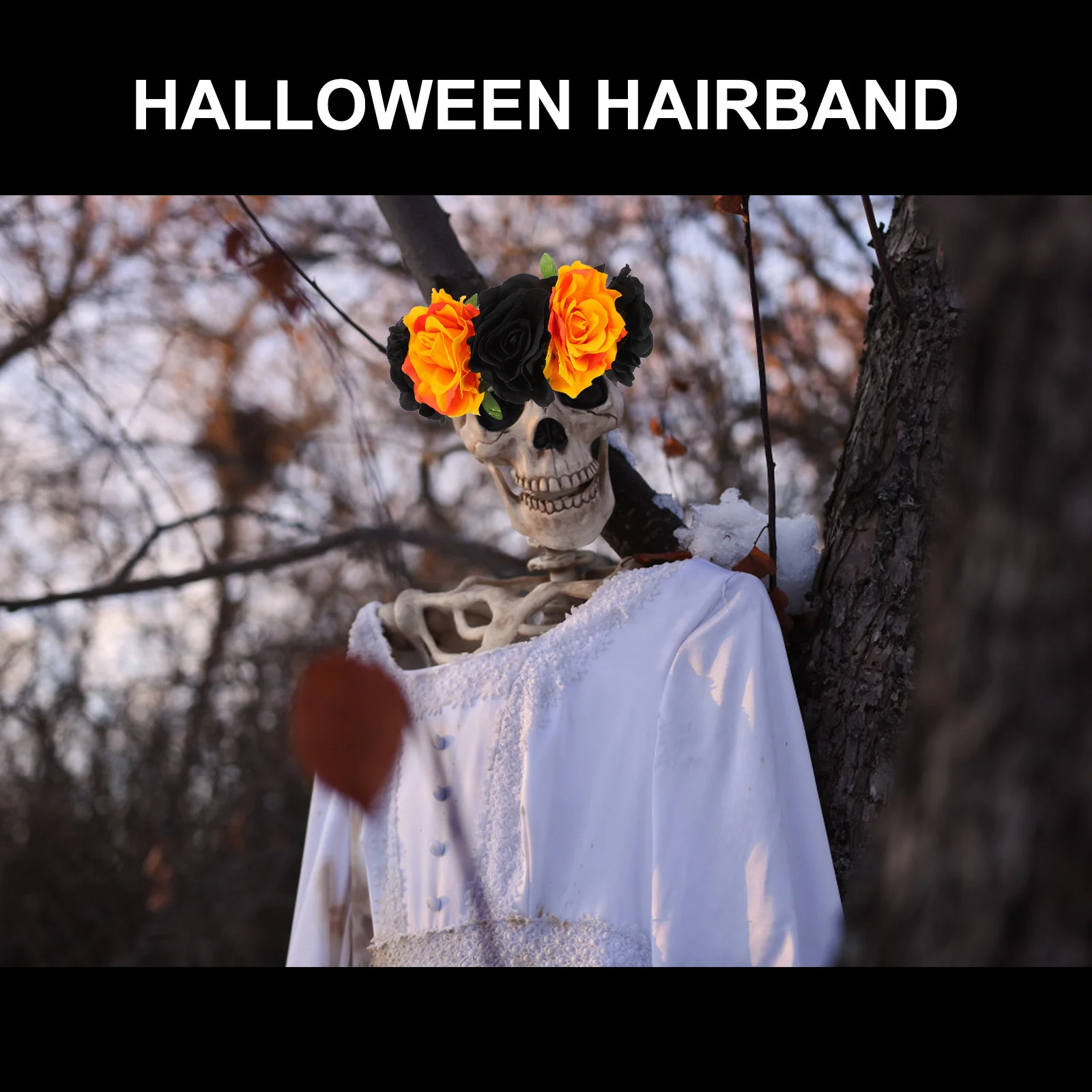 

Elastic Rose Flower Headband Floral Halloween Party Wedding Flower Crown Hairband Accessory Halloween Headband