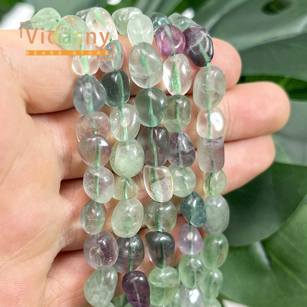 8-10mm Naturstein Grüner Fluorit Unregelmäßige Ovale Lose Perlen für Schmuckherstellung Handgefertigte DIY Armbänder Zubehör – Detail 7