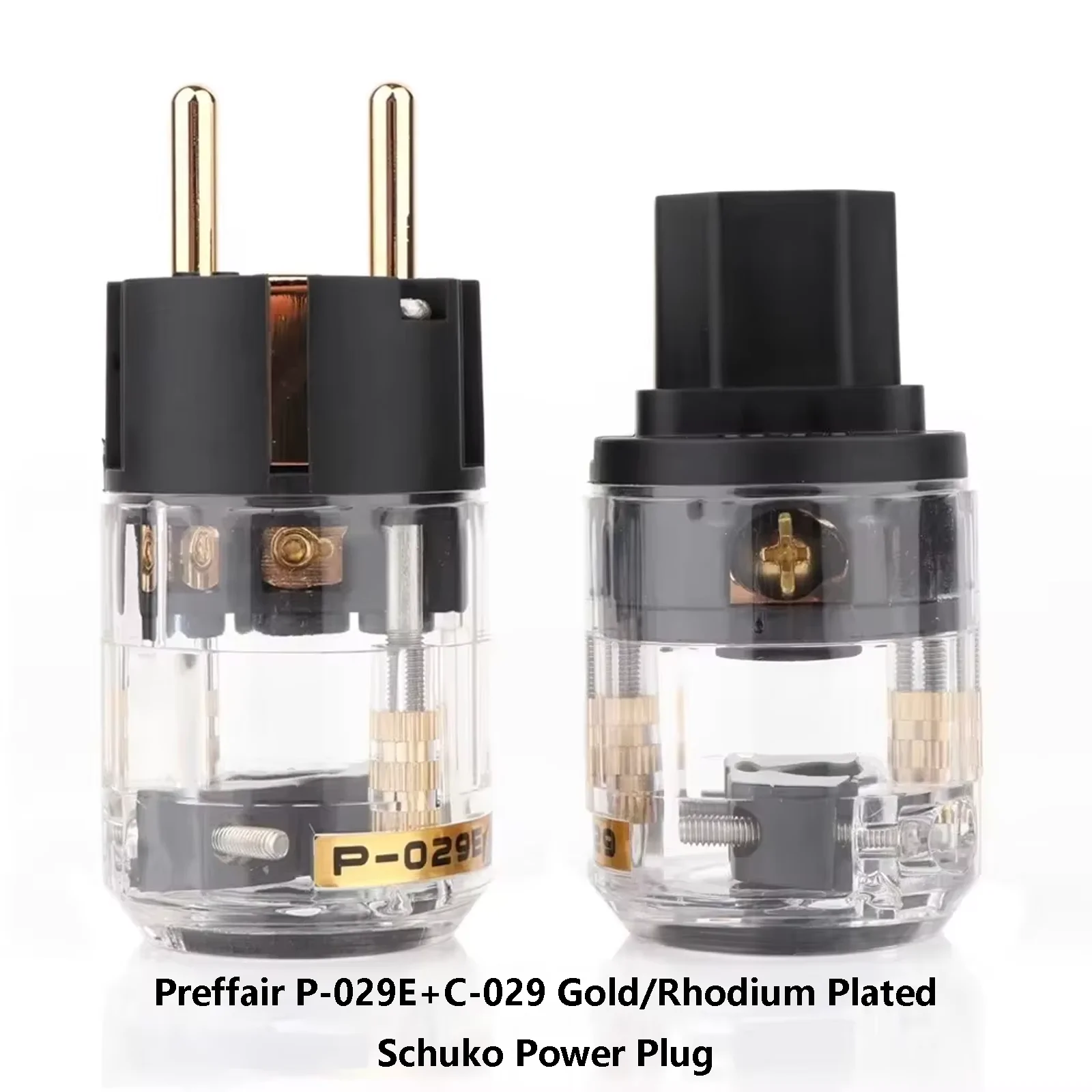 

Preffair P-029E+C-029 Gold/Rhodium Plated Schuko Power Plug & IEC Connector Set Audiophile-Grade HIFI DIY Pair Adapter