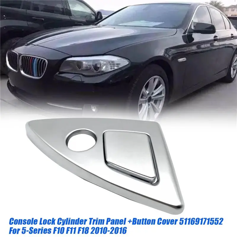 Reliable-Car Console Lock Cylinder Trim Cover+Button 51169171552 For BMW 5-Series F10 F11 F18 10-16 Armrest Box Switch Panel