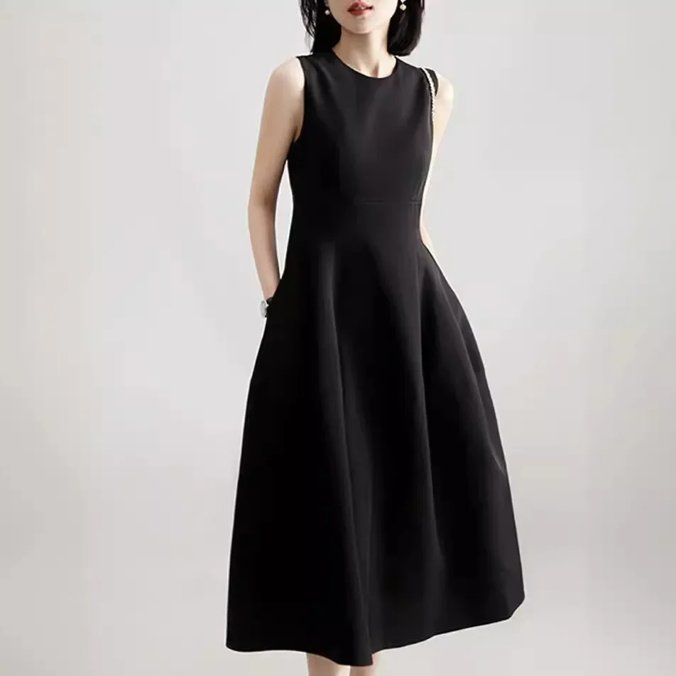 

Women's Slim Skirt 2025 Summer New Dress Vest Skirt Stand-up Round Neck Sleeveless Slim Long Skirt