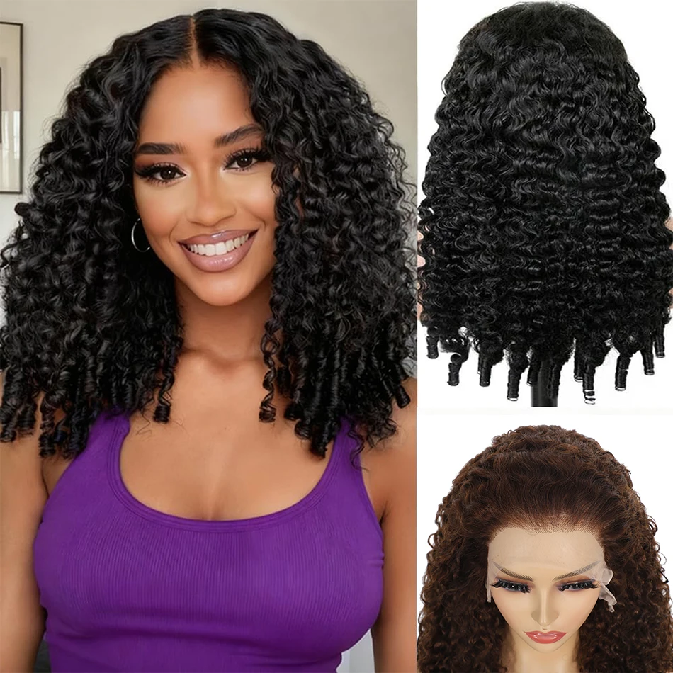 

100% Burmese Curly Human Hair 13x6 Lace Front Wigs With Spiral End 250 Density Pre Plucked Double Drawn Curly Hair Hd Lace Wigs