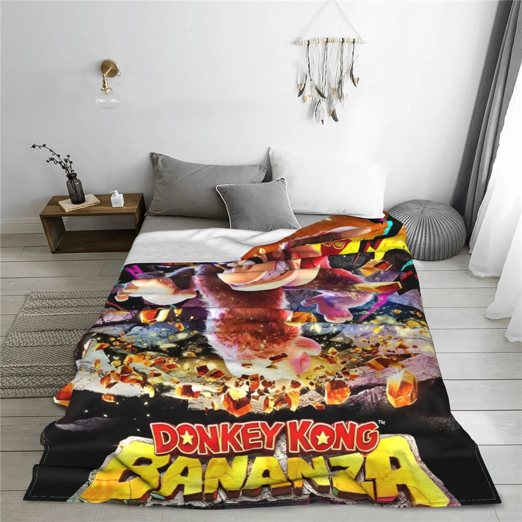 Donkey Kong Bananza Game Blanket  Soft Warm Pattern Plush Throw Blanket For Boy Girl Outdoor Flannel Bedspread Bed Cover view 3