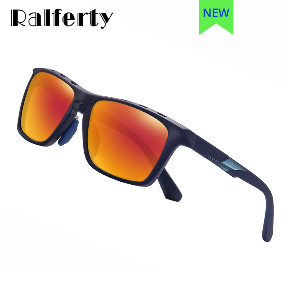 Ralferty مرآة النظارات الشمسية الرجال العلامة التجارية مصمم UV400 حماية الذكور نظارات شمسية الصيد القيادة ظلال مستطيل الرياضة مكبرة