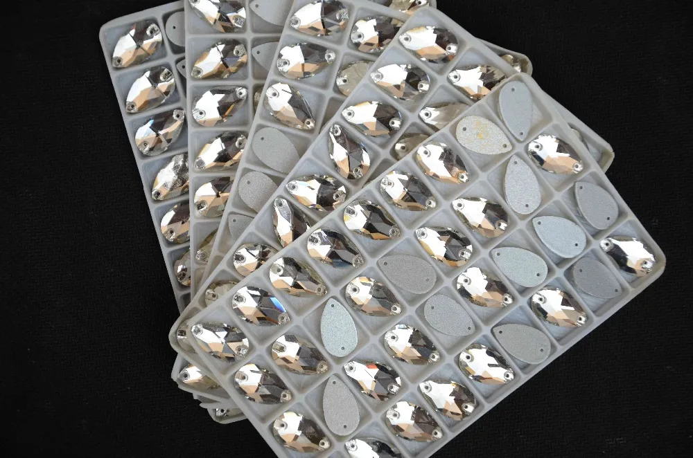 石に縫い付けられたフラットプレート,クリスタルガラス,透明色,2穴,7*12,11*18,13*22,16*25,17*38,10*14mm