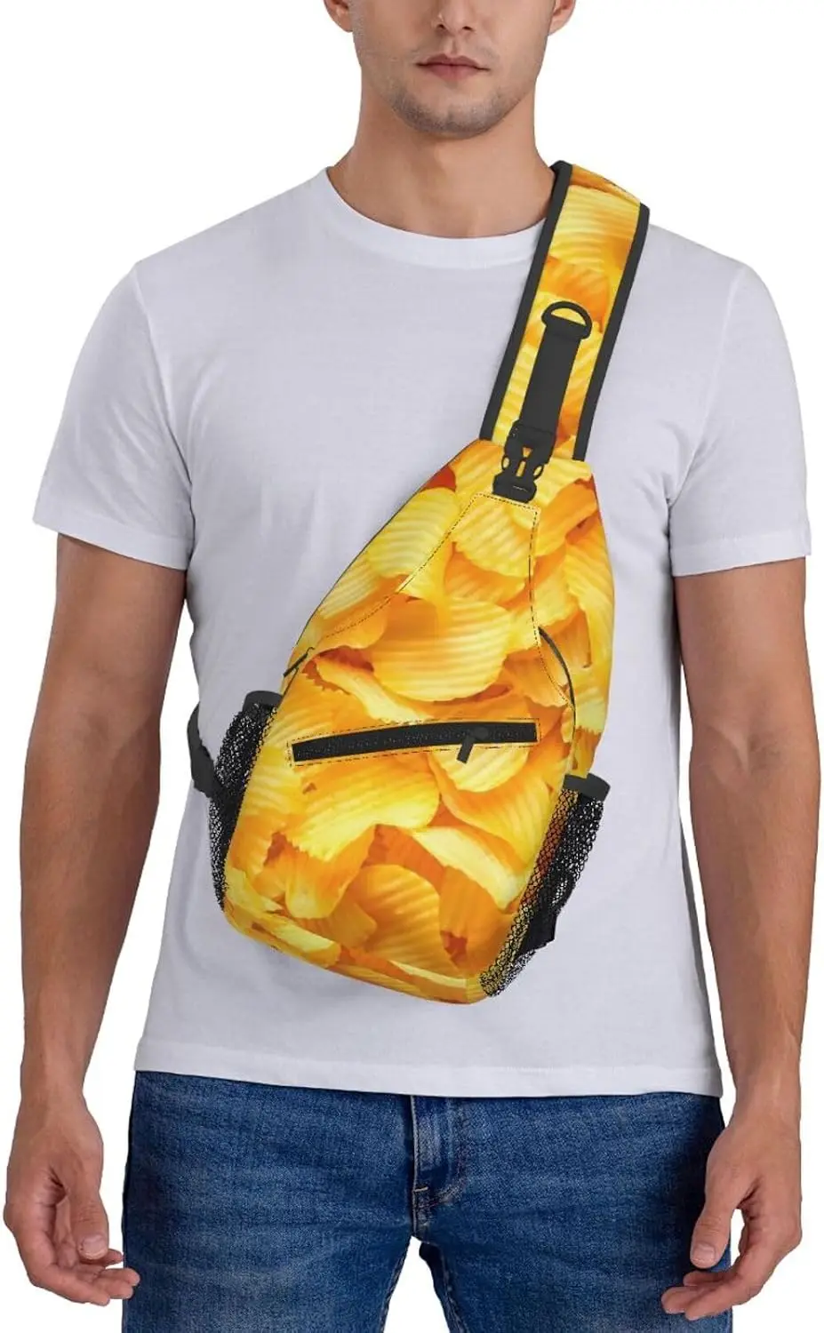 Potato Chips Crossbody Sling Bag for Women Men Chest Shoulder Backpack Cross Body Daypack for Travel Hiking Cycling