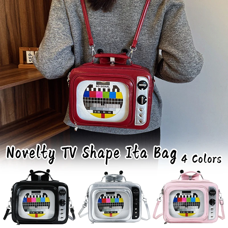 NIEUWE Vierkante TV Modellering Tas Nieuwigheid Chic Vrouwen Schoudertas Japanse Retro Ita Tas Mode Kawaii Rugzak Meisjes Crossbody Tas
