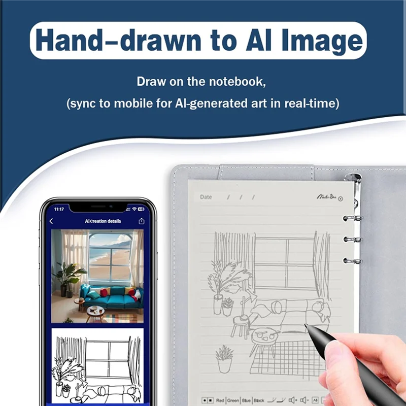 Syncify Digital Sketchbook Pro V2، Smart Sync مع عبوة ورق A5 القابلة للمسح + 5 عبوات احتياطية