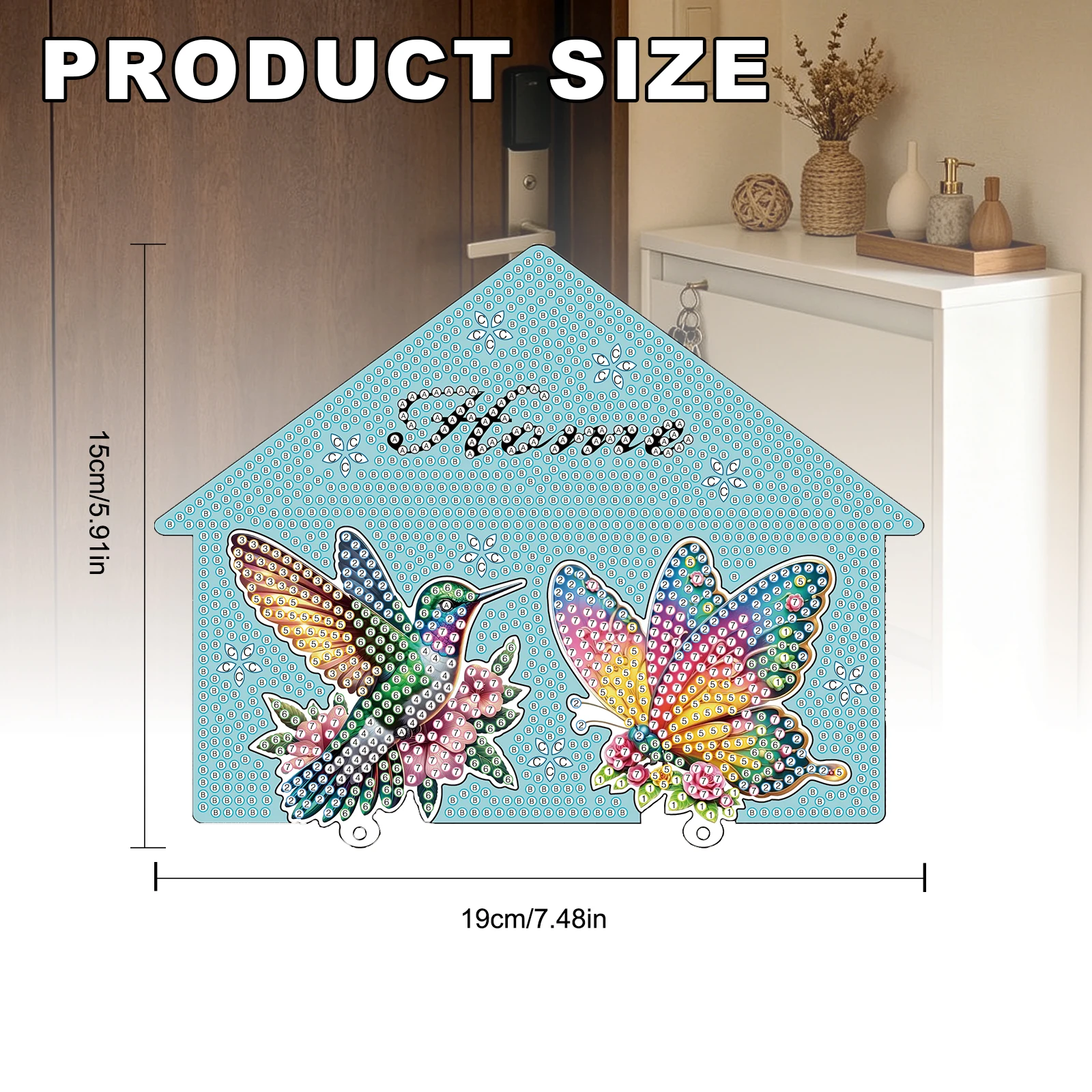 Diamond Art Keychain Hook Rack kit,Cute animal Diamond Painting Wall Mounted Key Holder Organizer,2pcs Craft Gift for Home Decor