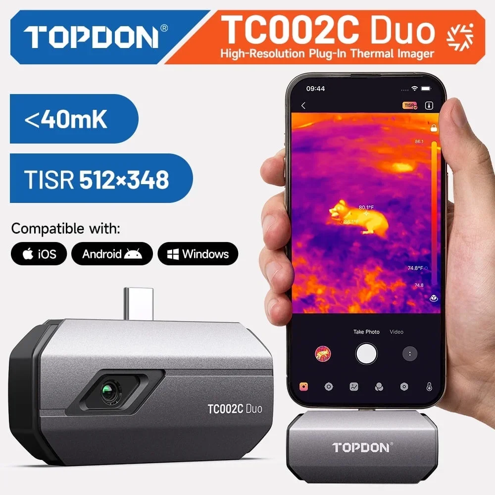 TOPDON TC002C Duo Wärmebildkamera für iPhone, iPad, Android – USB-C Universal, tragbarer Wärmebilddetektor für den Heim- und professionellen Gebrauch