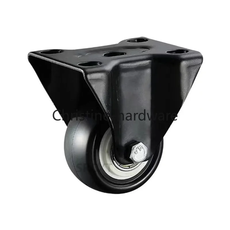 Heavy Duty 616 lb Black 2.0 Inch Dia Polyurethane Fixed Castor Wheels Trolley Furniture Caster Pack of 4