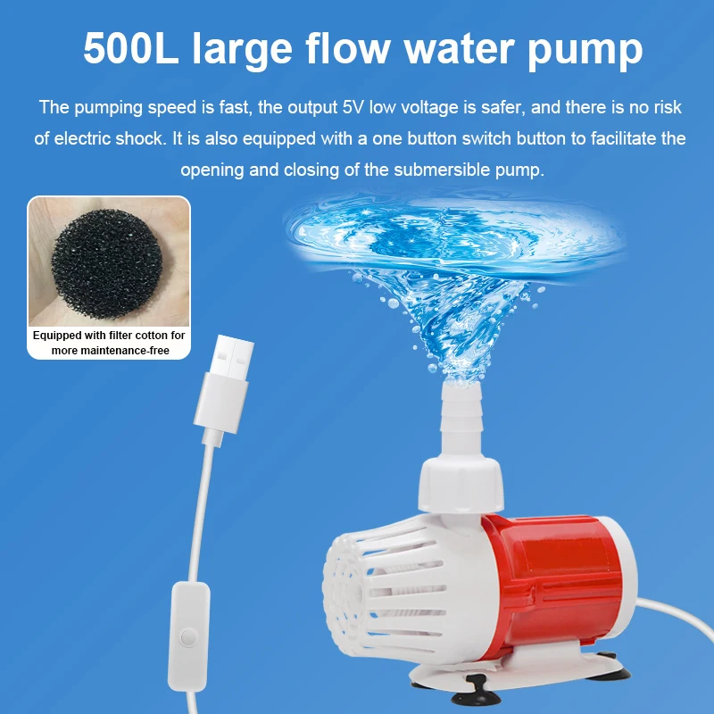 Bomba de agua Solar de 5V y 10W, fuente de filtro para estanque de peces, pequeña bomba de circulación automática para tanque de peces, sistema de circulación de agua