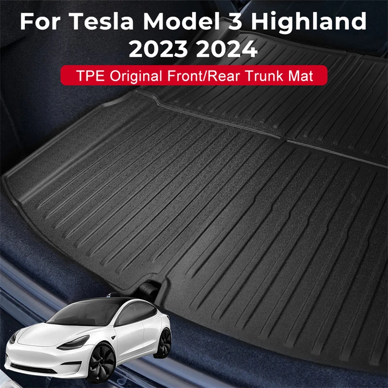 Per Tesla Modello 3 Highland 2024 Anteriore Posteriore Tronco Zerbino TPE Tappeto Impermeabile Resistente Alle Intemperie Pad Tappeto Up Imbottiture