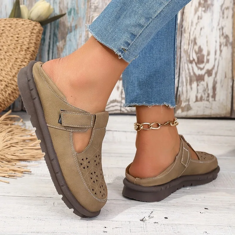 Women Summer Shoes Round Toe Genuine Leather Sandals Women Platform Shoes Fashion Women Designer Sandals Outdoor Casual Shoes