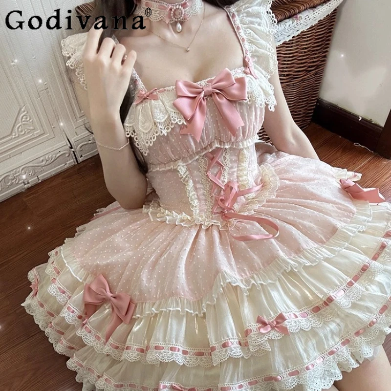 لوليتا الباليه نمط JSK فستان بحزام للنساء الجنية الأميرة فستان حفلة عيد ميلاد الإناث الكبار التخسيس فستان قصير الحلو #3