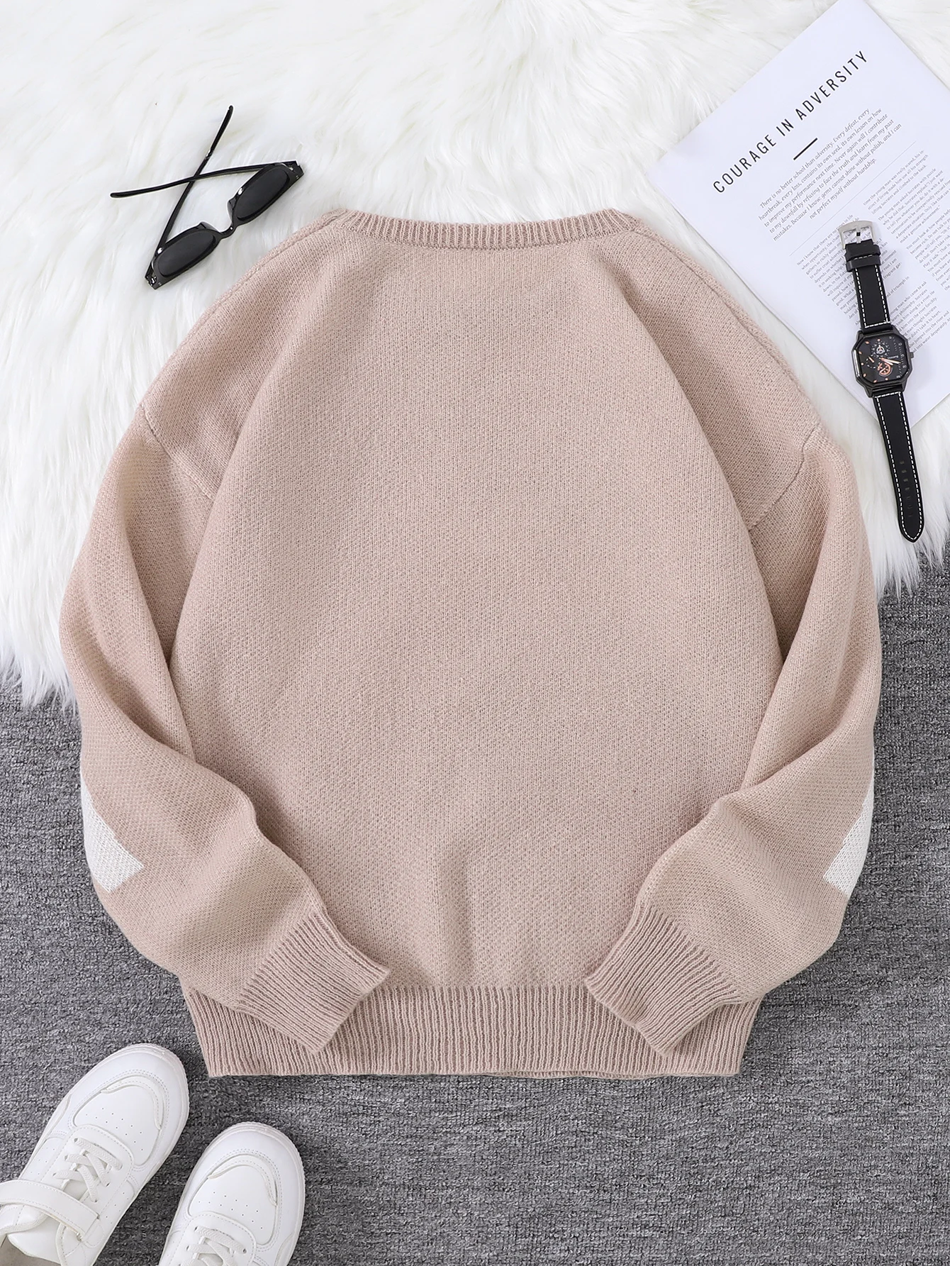 New Popular Spring Autumn Graffiti Jacquard Pattern Pullover Sweater Casual Round Neck Contrast Color Knitted Men's Pullover