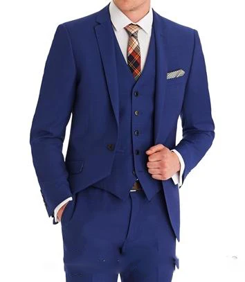 

High Quality Groomsmen Notch Lapel Groom Tuxedos Royal Blue Men Suits Wedding/Prom/Dinner Best Man Blazer(Jacket+Pants+Tie+Vest)