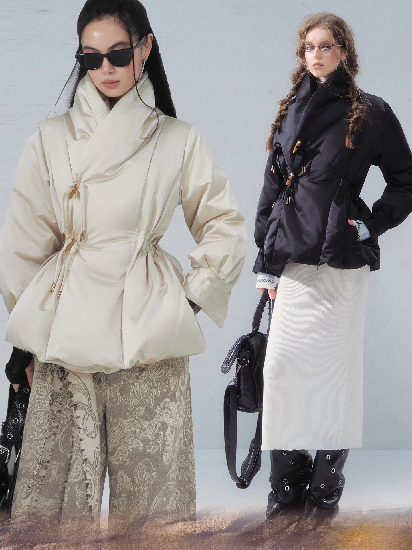 

OfAkiva Women's Slim Fit Du down Jaet New Chinese Design Sle Warmth Waist Cinching Faionable ort Coat for Ladies