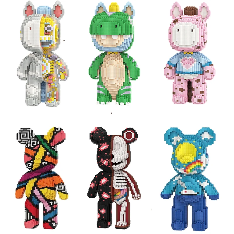 3D Kawaii ours modèle Animal cheval mécanique Micro diamant bloc de construction développement bloc d'assemblage jouets éducatifs pour les enfants