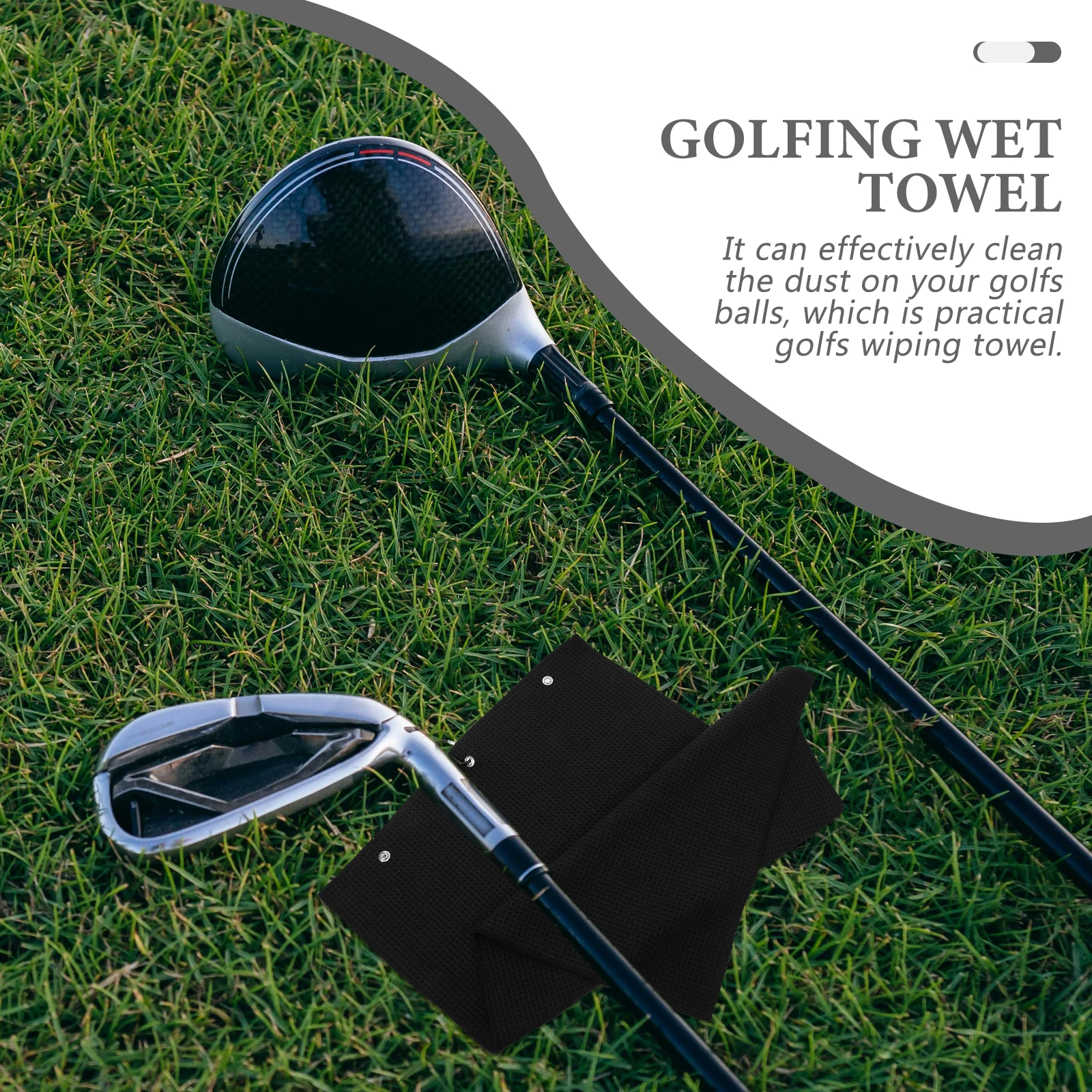 

Golf Towel Black 40x60cm Microfiber Cleaning Tool 3 Buttonholes Golf Balls Portable Accessory Breathing Ball Wipe