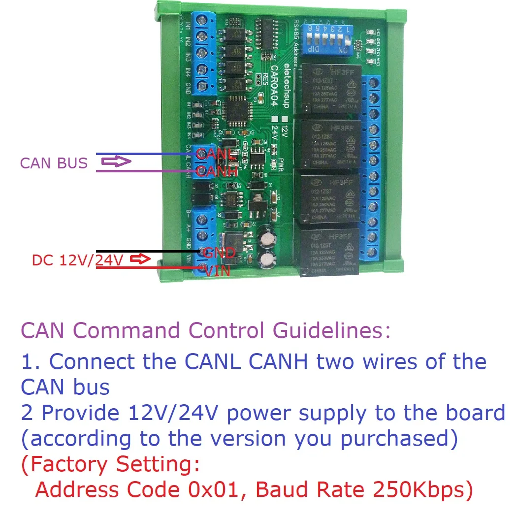 CAROA04  4/8/16 DI-DO CAN Relay Controller Module RS485 Digital NPN/PNP IO Expanding Board for CNC Car Automated Industry