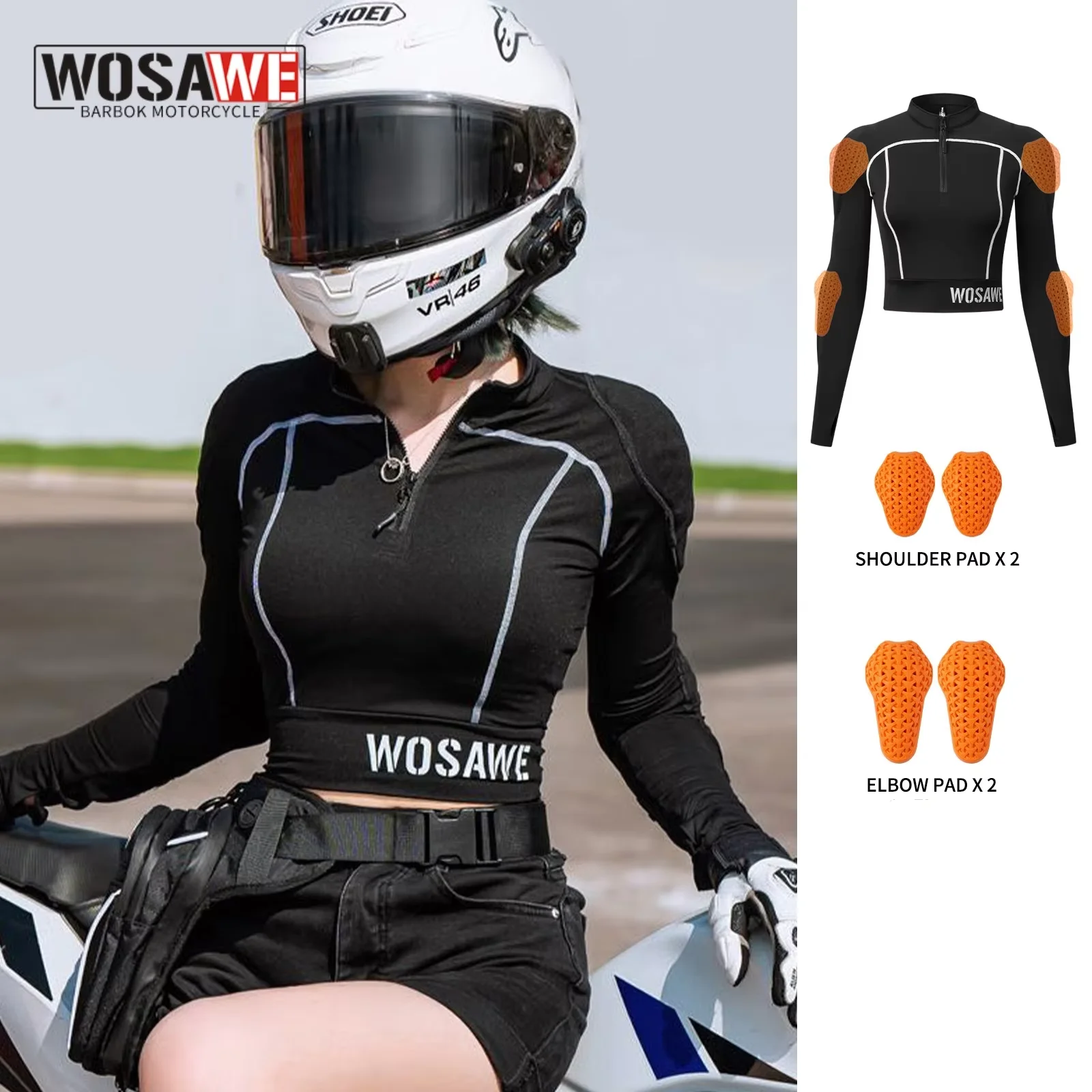 

WOSAWE Women Summer Motorcycle Jacket Breathable Motocross Motobiker Racing Clothing Detachable Shoulder Elbow pads