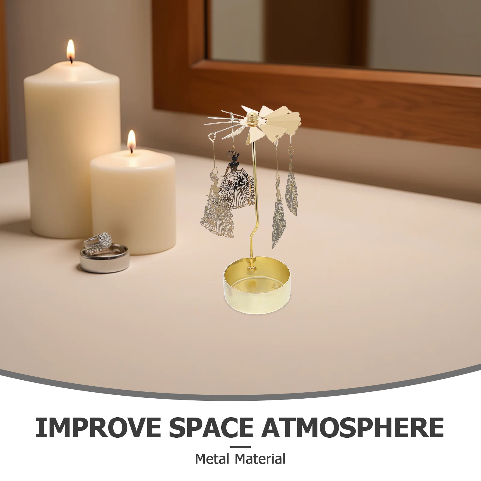 Elegant Metal Rotating Holder Mesmerizing Spin Christmas Valentine's Day Desktop Decoration Iron Candlestick Ornaments - Image 4