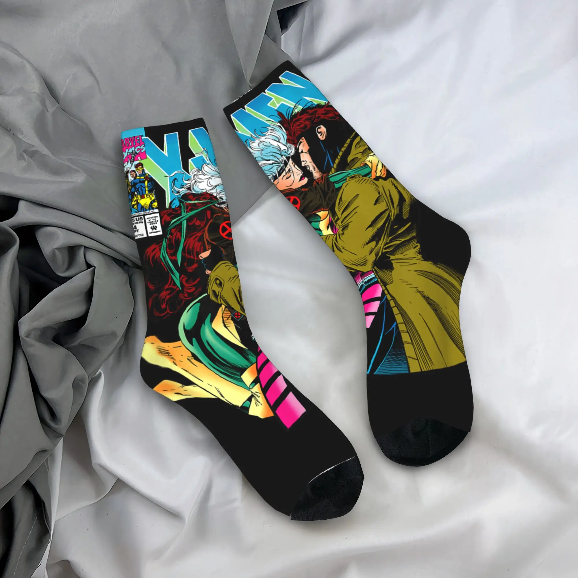 X Men Gambit & amp Rogue Beautiful Couple Cover  Socks  Graphic Stockings Non Slip Men Socks Breathable Winter Sports Socks