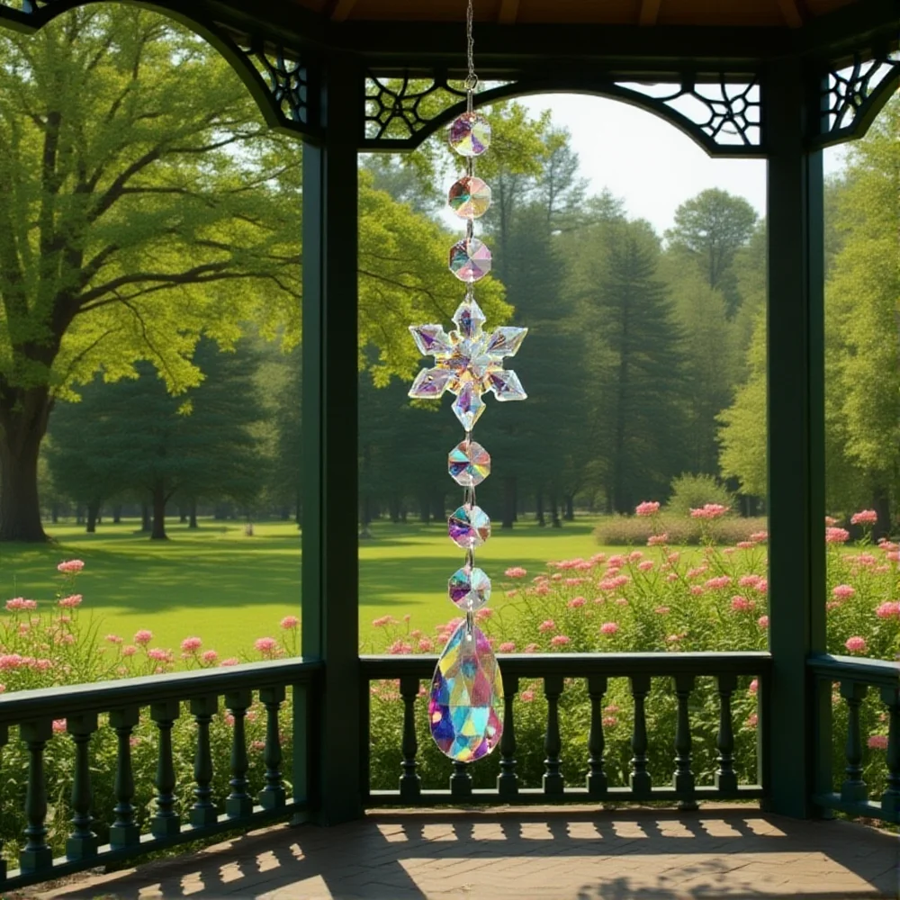 كريستال Suncatcher شجرة عيد الميلاد الحلي ، ندفة الثلج كريستال حلي معلقة لشجرة ديكور حفلات نافذة حديقة ديكور