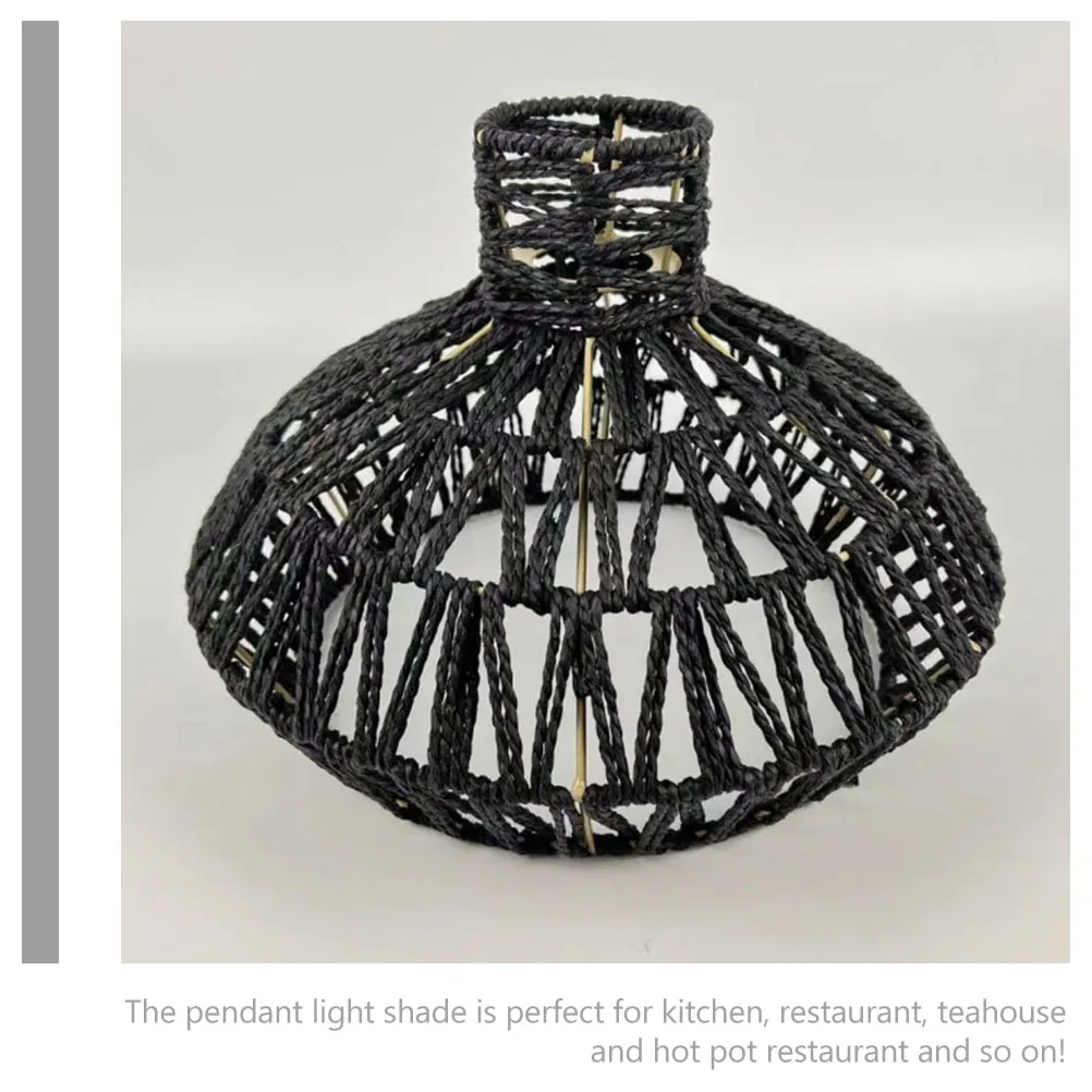 

Creative Pendant Lamp Shade Woven Iron Paper Rope Light Glow Rustic Kitchen Island Decor Replacement Hanging