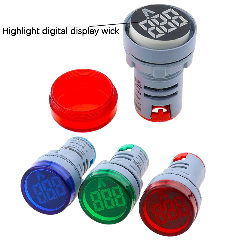 DIY Mini Digital Voltmeter 22mm Round AC 12-500V Volt Voltage Tester Meter Monitor Power LED Indicator Pilot Lamp Light Display