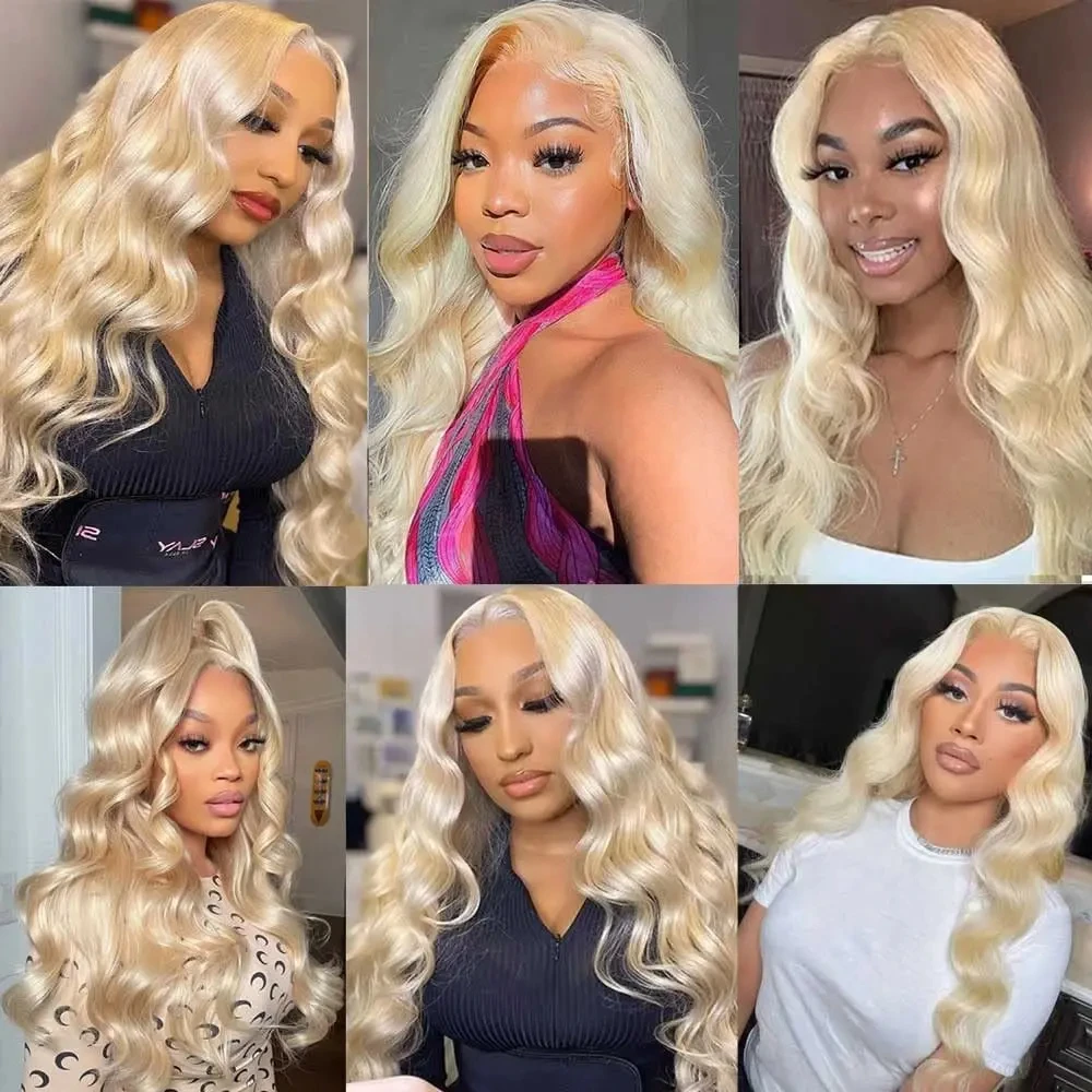 13x6 Loose Body Wave Blonde 613 HD Lace Frontal Wigs Human Hair Colored 100% Brazilian 30 Inch Choice For Women Cheap On Sale